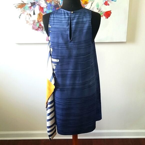 Rachel Roy Blue flare Dress with One side Ruffle size Medium - Picture 7 of 14